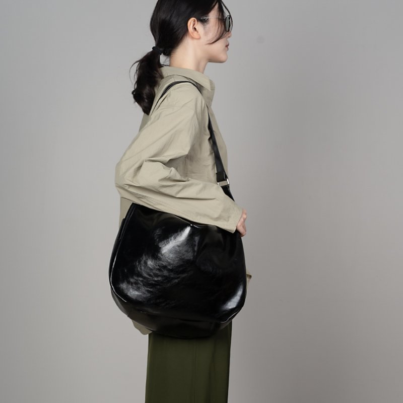 Sporty Leather Shoulder Bag